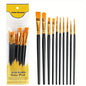 10-Pieces: Artist Paintbrush Nylon Round Pointed Flat Head Set