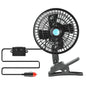 12V Car Fan Oscillating Clip on Cooling Fan with 2 Speeds 120° Rotation