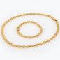 14K Solid Yellow Gold 3mm Puff Mariner Link Necklace Bracelet with Lobster Clasp