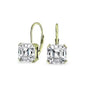 1.5 Carat Cz White Topaz Asscher-cut Leverback Earrings Sterling Silver Gold Tone