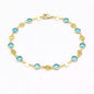 18k Gold Filled High Polish Finish Aquamarine Crystal Ankle Bracelet