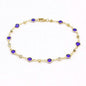 18k Gold Filled High Polish Finish Blue Crystal Ankle Bracelet