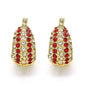 18K Gold-Filled High-Polish Red & White Crystal Earrings