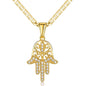18K Gold Plated Crystal Hamsa Hand Pendant