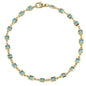 18k Gold Plated Light Blue Crystal Square Ankle Bracelet