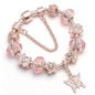 18K Rose Gold Plated Pink Crystal Butterfly Charm Bracelet w/ Swarovski Elements