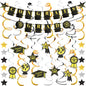 19-Pieces: Banner "Congrats Grad" + Hanging Decor