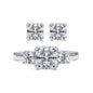2-Pack: Cushion Cut Studs and Cushion Cut Ring with Side Stones