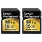 2-Pack: Lexar Professional 400x 16GB SDHC UHS-I Flash Memory Card