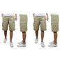 2-Pack: Men's Non-Belted Premium Cotton Blend Cargo Shorts