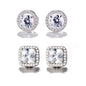 2-Pair: Swarovski Crystal and Sterling Silver Halo Studs