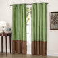 2-Piece: Faux Silk Thermal Two Toned Blackout Grommet Window Curtain Panels Set