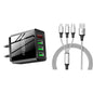 2-Piece Set: 3-Port LED Display High Speed Wall Charger Black + 3-in-1 Cable