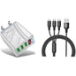 2-Piece Set: 3-Port LED Display High Speed Wall Charger White + 3-in-1 Cable Combo