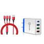 2-Piece Set: 4-Port High Speed Wall Charger + 3-in-1 Cable Combo