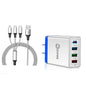 2-Piece Set: 4-Port High Speed Wall Charger + 3-in-1 Cable Combo