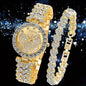 2-Piece Set: Butterfly Quartz Stainless Steel Band Wrist Watch and Bracelet