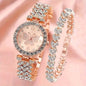 2-Piece Set: Butterfly Quartz Stainless Steel Band Wrist Watch and Bracelet
