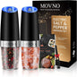 2-Piece Set: Gravity Electric Salt and Pepper Grinder Set, Battery Powered LED Light One Hand Automatic Operation