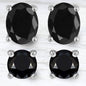 2-Piece Set: Sterling Silver Black Sapphire Studs