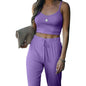 2-Piece: Women's Casual Outfit Ribbed Spaghetti Strap Top Ankle Length Joggers Sets