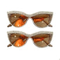 2-Pieces: Bling Rhinestone Cat Eye Sunglasses