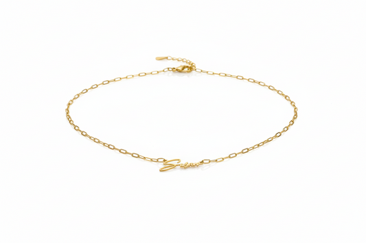 14K Gold Paper Clip Name Necklace - Elegant Sterling Silver Link Chain