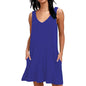 Women Summer Casual T Shirt Dresses Beach Cover up Plain Pleated Tank Dress
