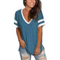 Womens Tops Striped Short Sleeve V Neck Tee T Shirts