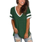 Womens Tops Striped Short Sleeve V Neck Tee T Shirts