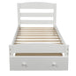 Twin Platform Bed Frame with Storage Drawer Headboard