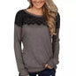 Women Fashion Black Lace Top Long Sleeve Elegant Casual Sweatshirt Blouse