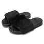 Women Faux Fur Slippers Open Toe