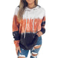 Women Hoodies Tops Tie Dye Printed Long Sleeve Drawstring Pullover Sweatshirts with Pocket