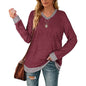 Women Lightweight V Neck Long Sleeve Tunic
