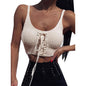 Women Sleeveless Lace Up Knitted Cami Tank Top Sexy Loose Crop Tops Blouse