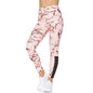 Women's 7/8 Highwaist Marble Leggings with Sheer Mesh Panel and Pockets