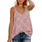 Women's Boho Floral V Neck Spaghetti Straps Tank Top Summer Sleeveless Shirts Blouse