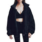 Women's Casual Lapel Fleece Fuzzy Faux Shearling Zipper Coat