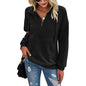 Women's Casual Long Sleeve Lapel Zipper Drawstring Loose Pullover Tops