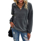 Women's Casual Long Sleeve Lapel Zipper Drawstring Loose Pullover Tops