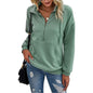 Women's Casual Long Sleeve Lapel Zipper Drawstring Loose Pullover Tops