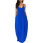 Womens Casual Sleeveless Plus Size Loose Plain Long Maxi Dress with Pockets