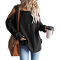 Women's Cold Shoulder Batwing Chunky Knitted Tunic Tops