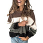 Women's Crewneck Patchwork Pullover Knit Sweater Top
