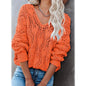 Women's Crochet Hollow Out Knitted V Neck Sweater