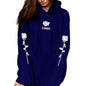 Women's Fashion Casual Tops Rose Print Warm Hoodies