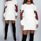 Women's Fashion Embroidery Long Sleeve Sweater Dress
