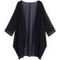Women's Floral Print Sheer Chiffon Loose Kimono Cardigan Capes