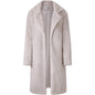Women's Fuzzy Fleece Lapel Open Front Long Cardigan Coat